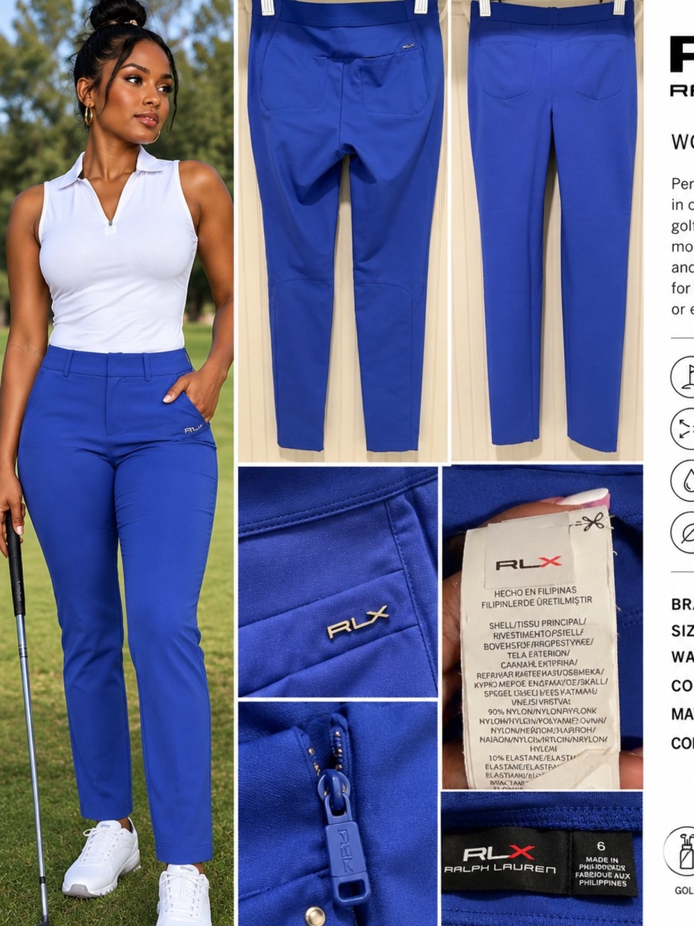 RLX Ralph Lauren Royal Blue Straight-Leg Golf Pants